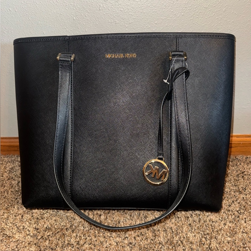 Michael Kors Black Tote with Gold Accents